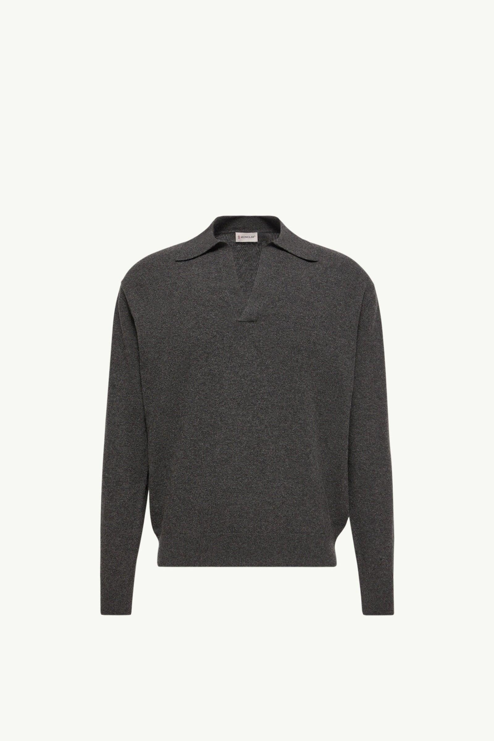 Moncler Wool & Cashmere Long Sleeve Polo Shirt Black Black