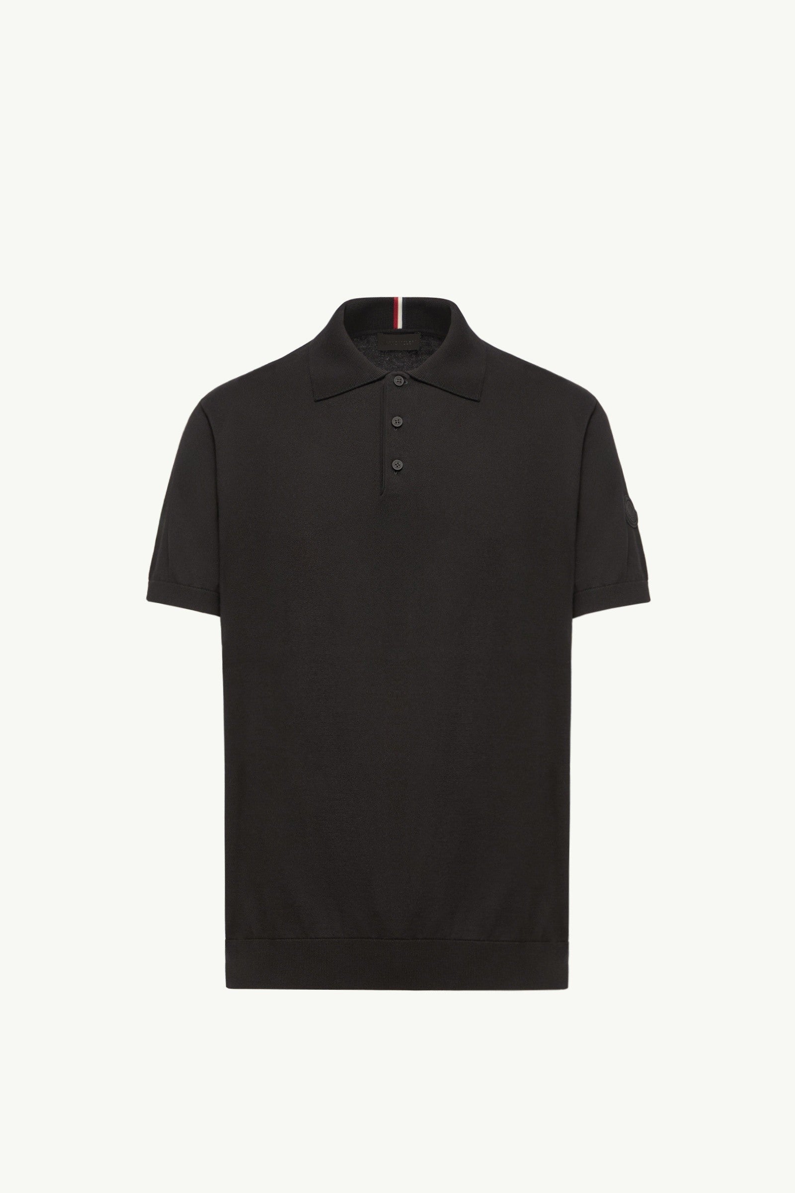 Moncler Logo Cotton Knit Polo Black Black