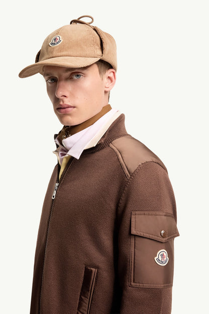 Moncler Padded Wool Zip-Up Cardigan Brown Brown