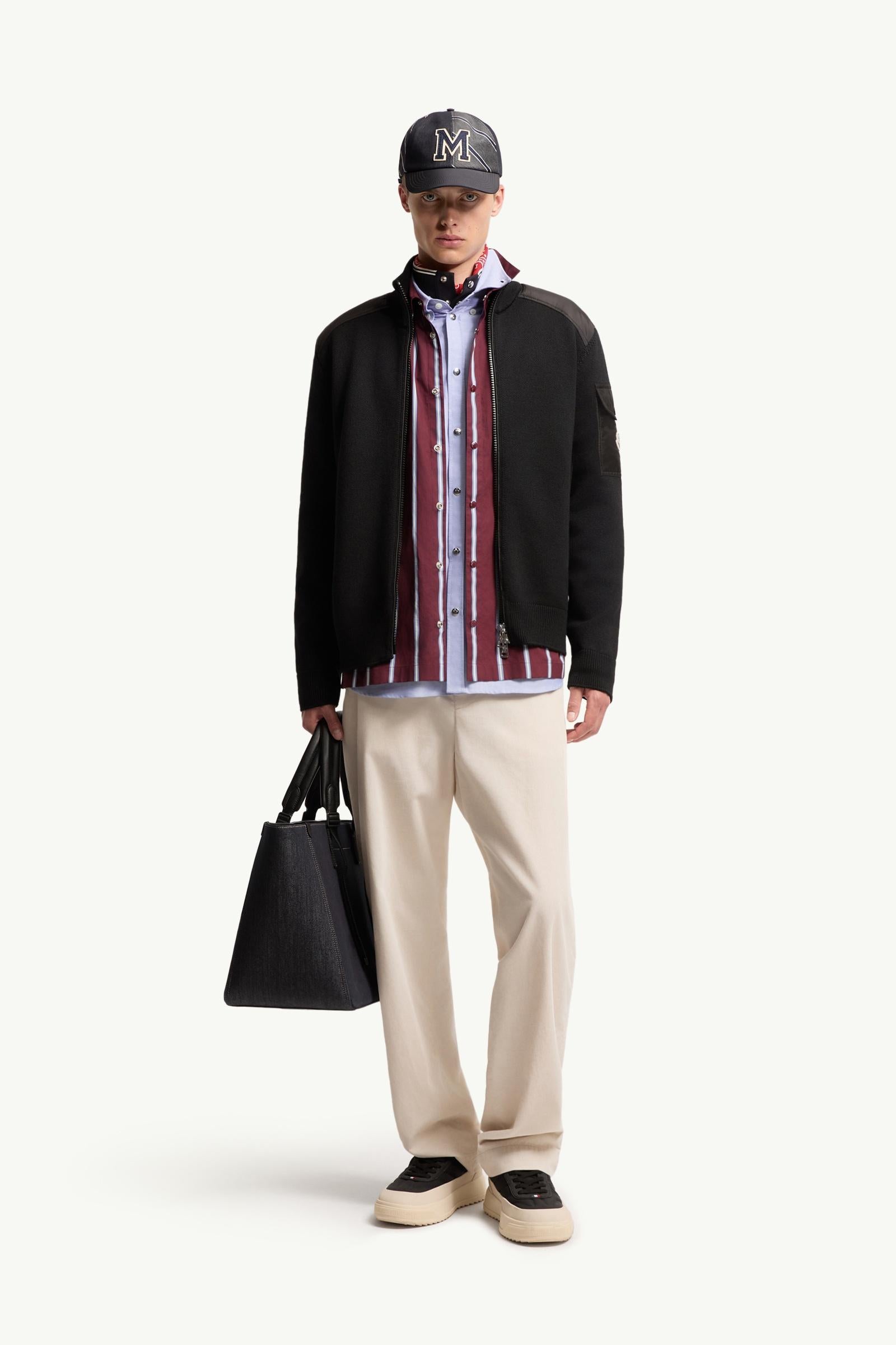 Moncler Padded Wool Zip-Up Cardigan Black Black