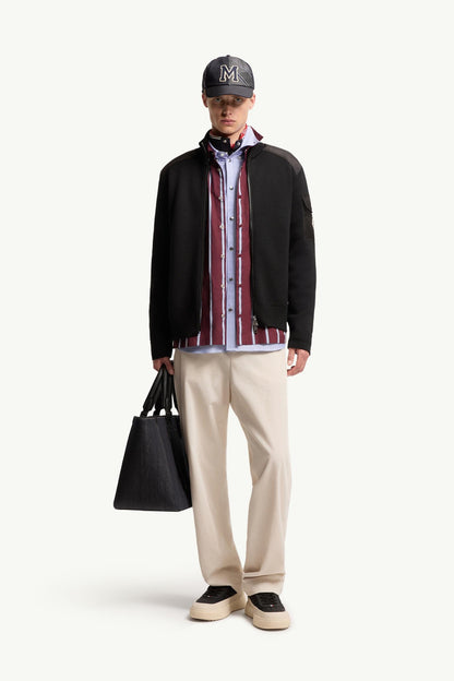 Moncler Padded Wool Zip-Up Cardigan Black Black