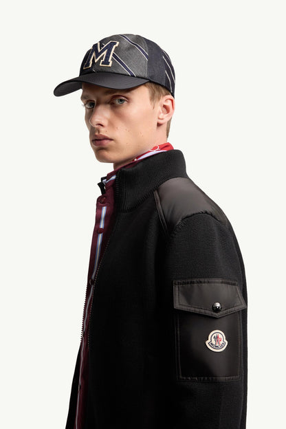 Moncler Padded Wool Zip-Up Cardigan Black Black