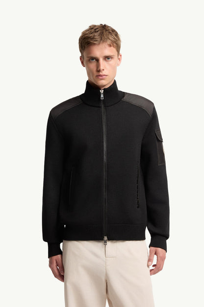 Moncler Padded Wool Zip-Up Cardigan Black Black