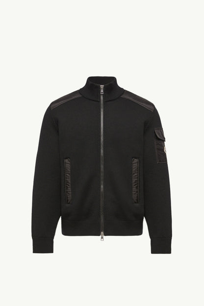 Moncler Padded Wool Zip-Up Cardigan Black Black