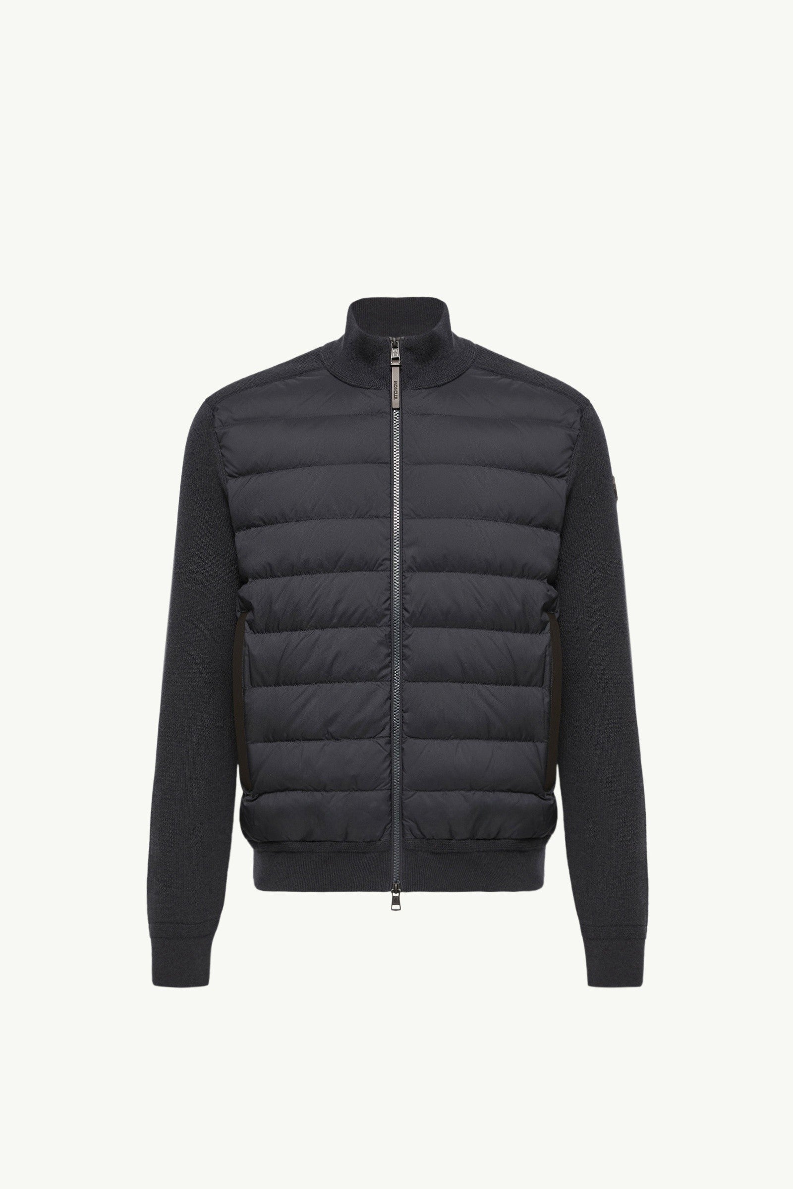 Moncler Wool & Cashmere Blend Padded Zip-Up Cardigan Navy Blue Navy Blue