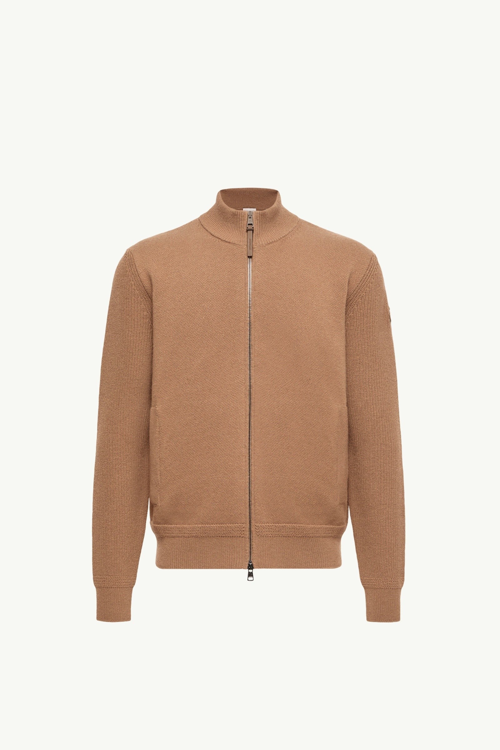Moncler Wool & Cashmere Zip-Up Cardigan Light Brown Light Brown