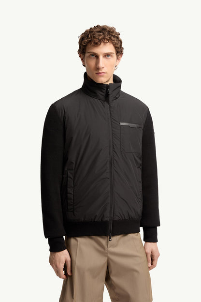 Moncler Wool & Cashmere Padded Zip-Up Cardigan Black Black