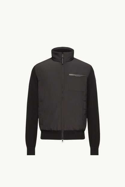 Moncler Wool & Cashmere Padded Zip-Up Cardigan Black Black