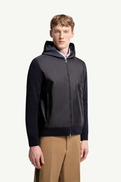 Moncler Cotton Blend Zip-Up Hoodie Navy Blue Navy Blue