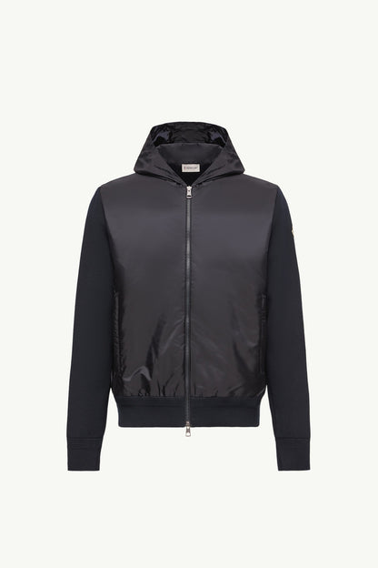 Moncler Cotton Blend Zip-Up Hoodie Navy Blue Navy Blue