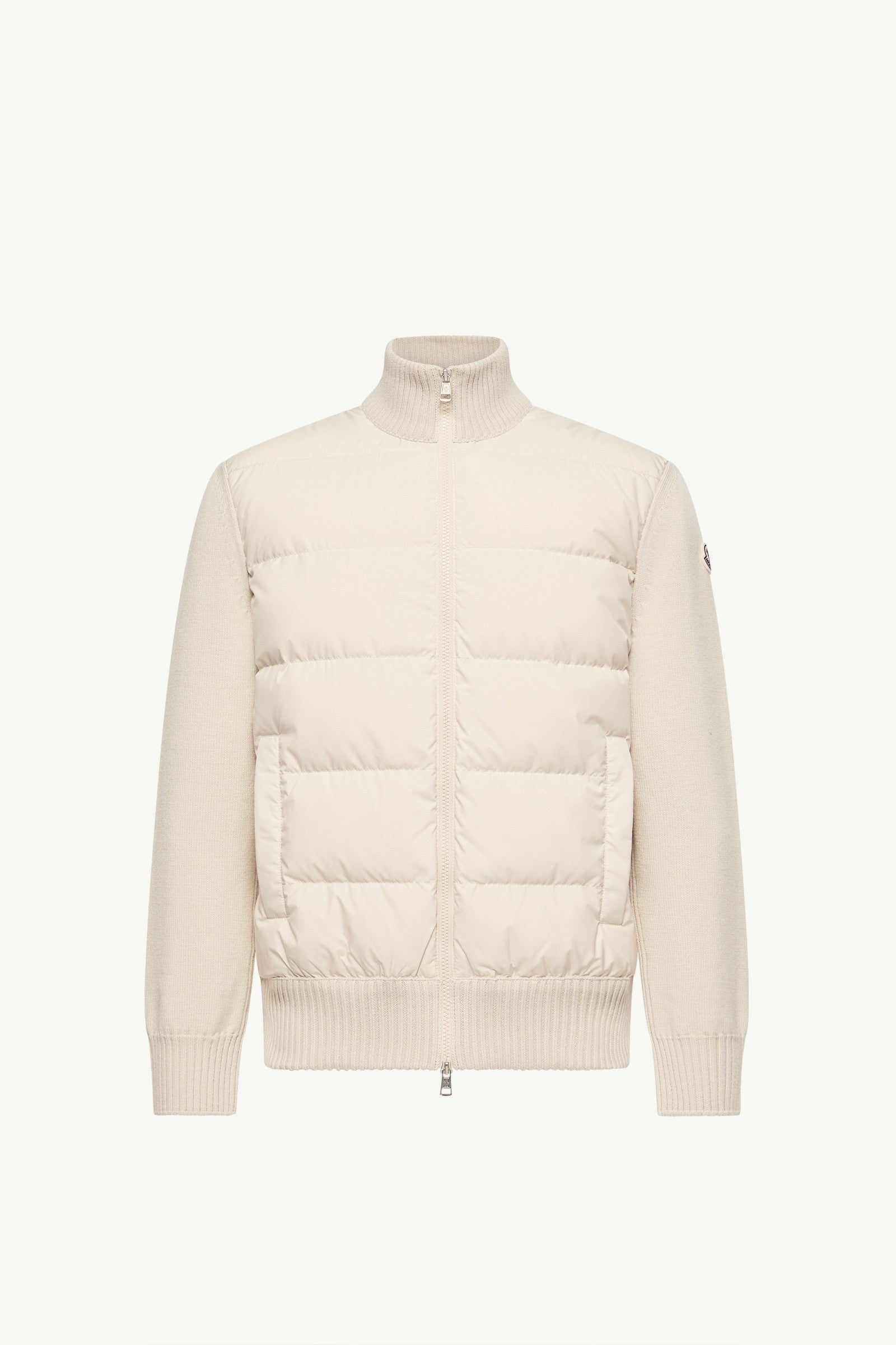 Moncler Padded Wool Zip-Up Cardigan Light Beige Light Beige