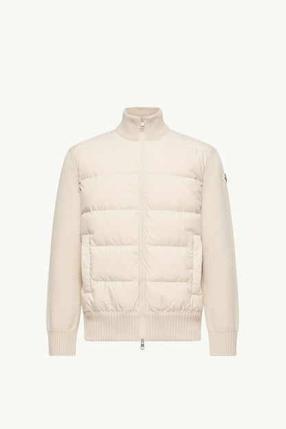 Moncler Padded Wool Zip-Up Cardigan Light Beige Light Beige