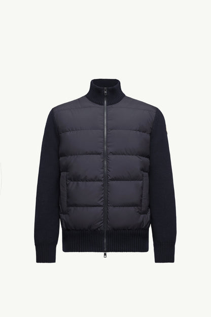 Moncler Padded Wool Zip-Up Cardigan Navy Blue Navy Blue