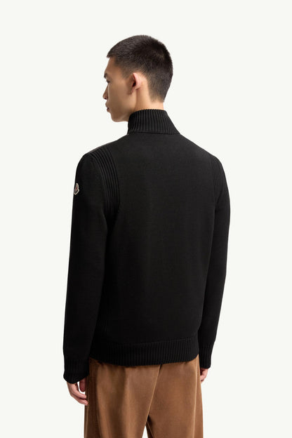Moncler Padded Wool Zip-Up Cardigan Black Black