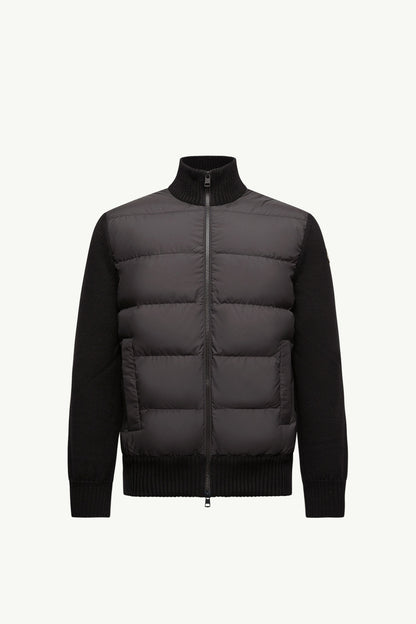 Moncler Padded Wool Zip-Up Cardigan Black Black