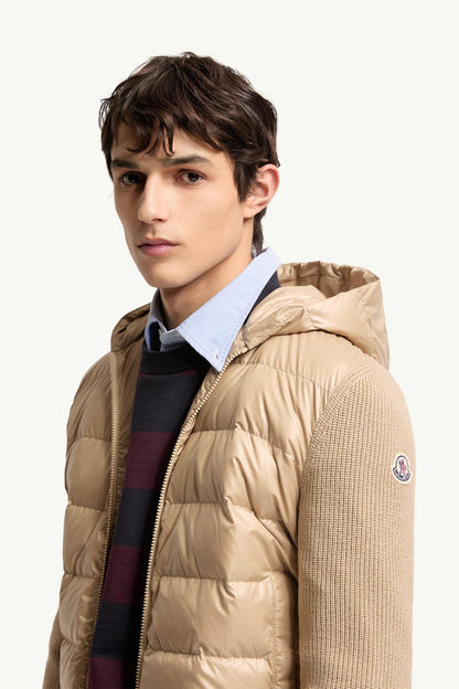 Moncler Padded Wool Zip-Up Hoodie Light Beige Light Beige