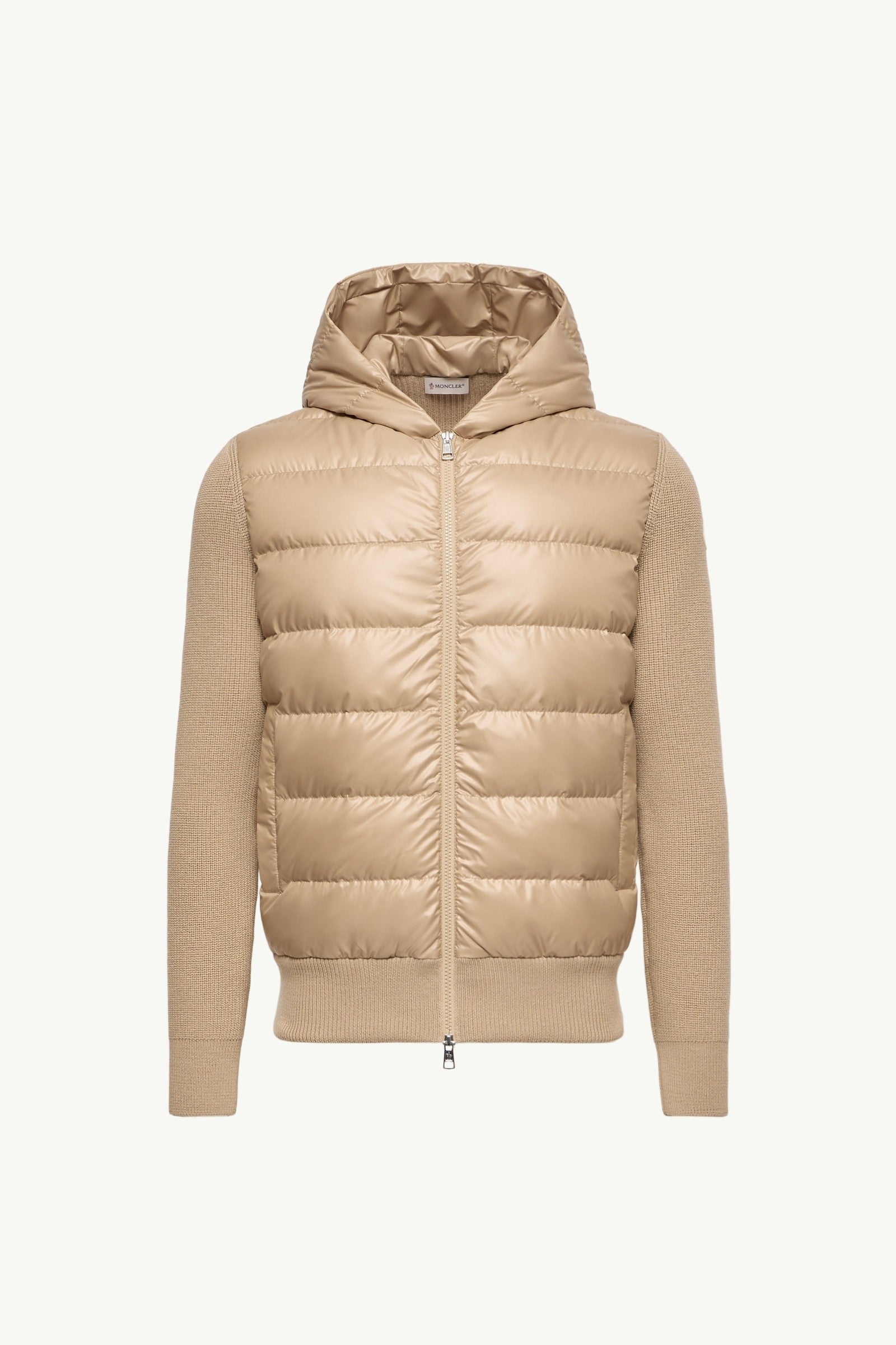 Moncler Padded Wool Zip-Up Hoodie Light Beige Light Beige