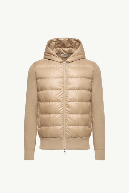Moncler Padded Wool Zip-Up Hoodie Light Beige Light Beige