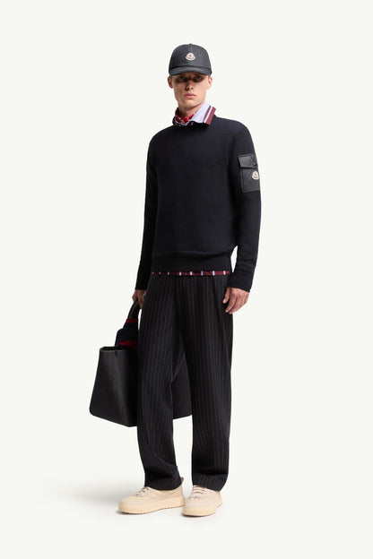 Moncler Wool Sweater Navy Blue Navy Blue
