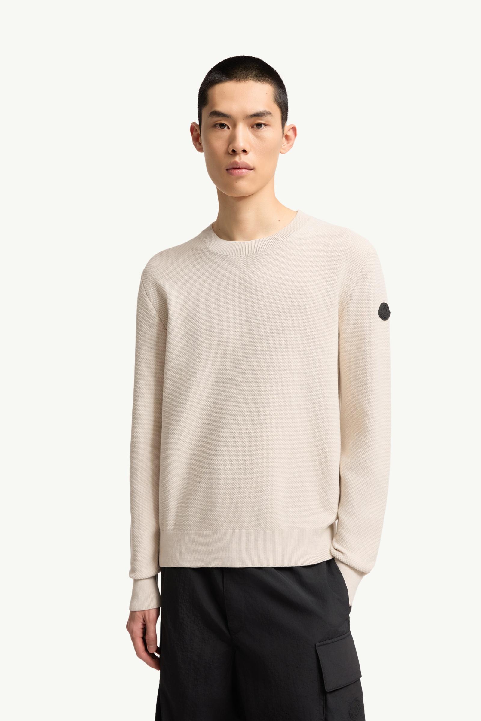 Moncler Cotton Knit Sweater White Ivory White Ivory