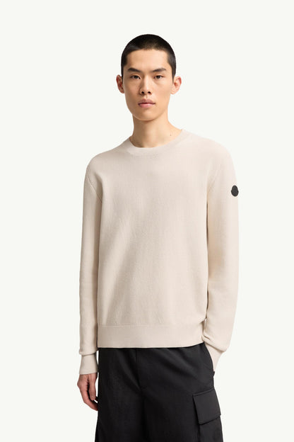 Moncler Cotton Knit Sweater White Ivory White Ivory