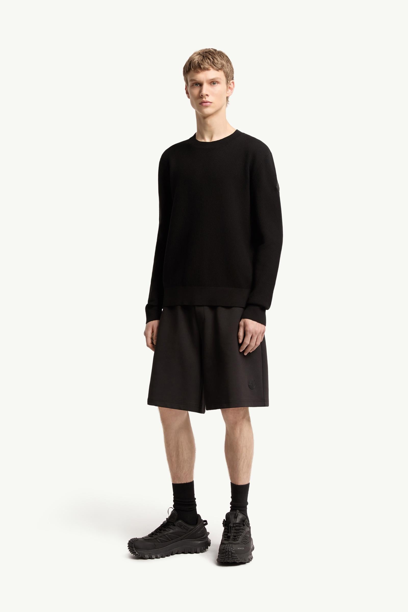 Moncler Cotton Knit Sweater Black Black