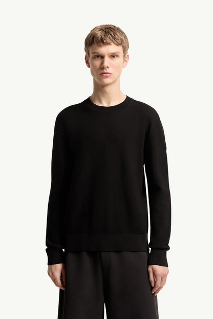 Moncler Cotton Knit Sweater Black Black