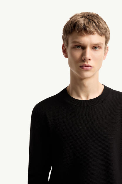 Moncler Cotton Knit Sweater Black Black