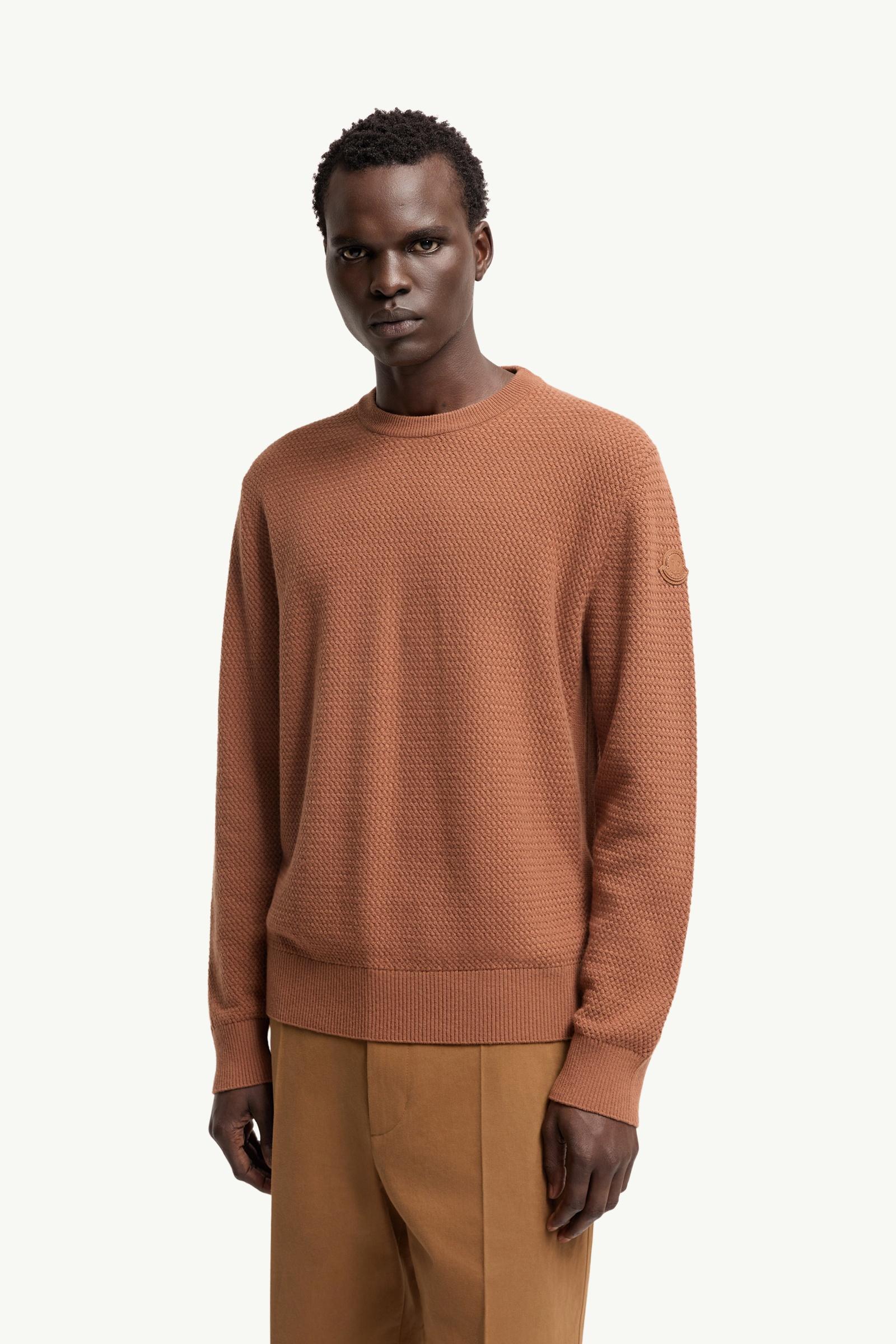 Moncler Textured Cashmere & Wool Sweater Red Brown Red Brown