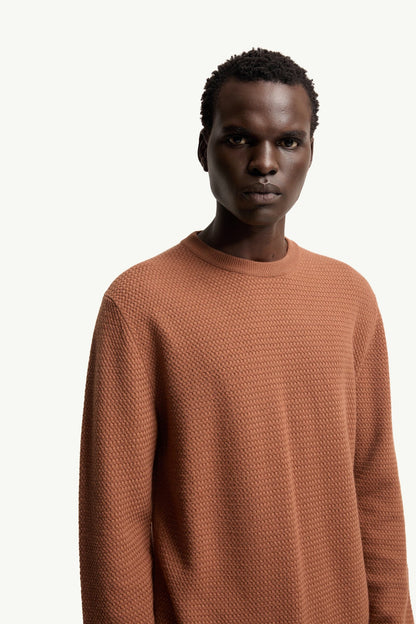 Moncler Textured Cashmere & Wool Sweater Red Brown Red Brown