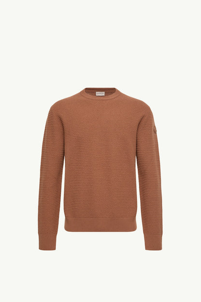 Moncler Textured Cashmere & Wool Sweater Red Brown Red Brown