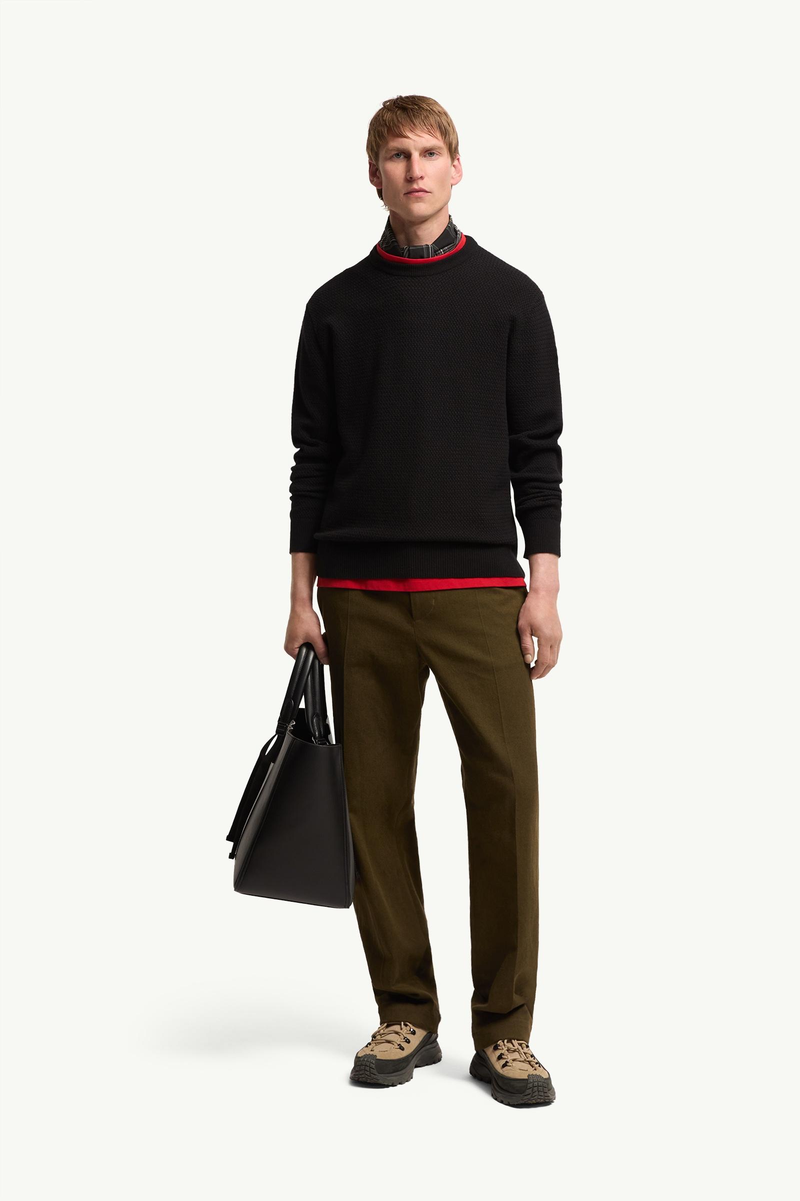 Moncler Textured Cashmere & Wool Sweater Black Black