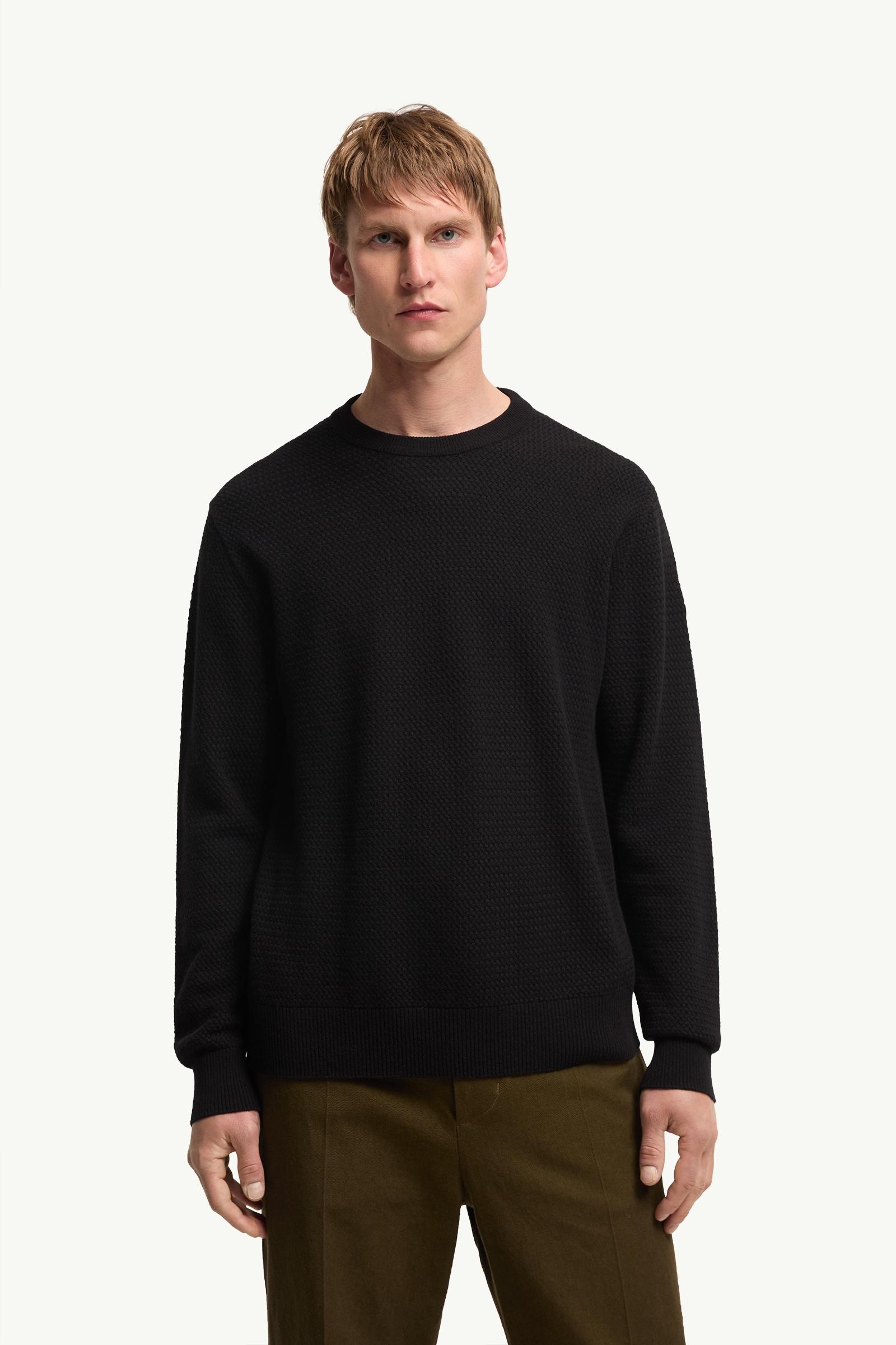 Moncler Textured Cashmere & Wool Sweater Black Black