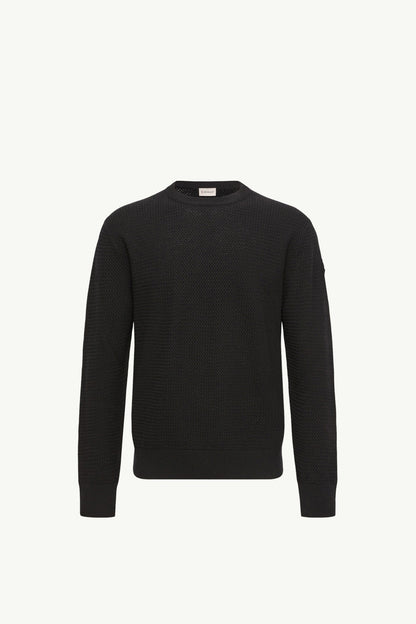 Moncler Textured Cashmere & Wool Sweater Black Black