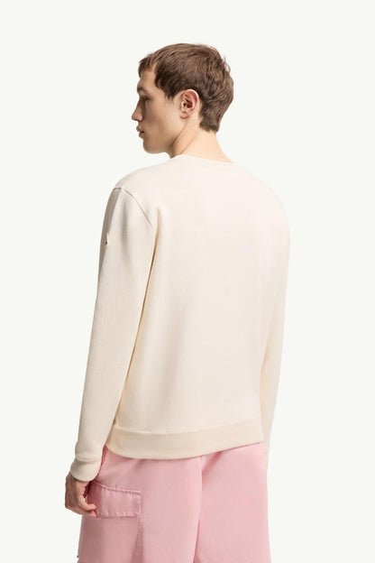 Moncler Monogram Cotton Blend Sweater White Ivory White Ivory