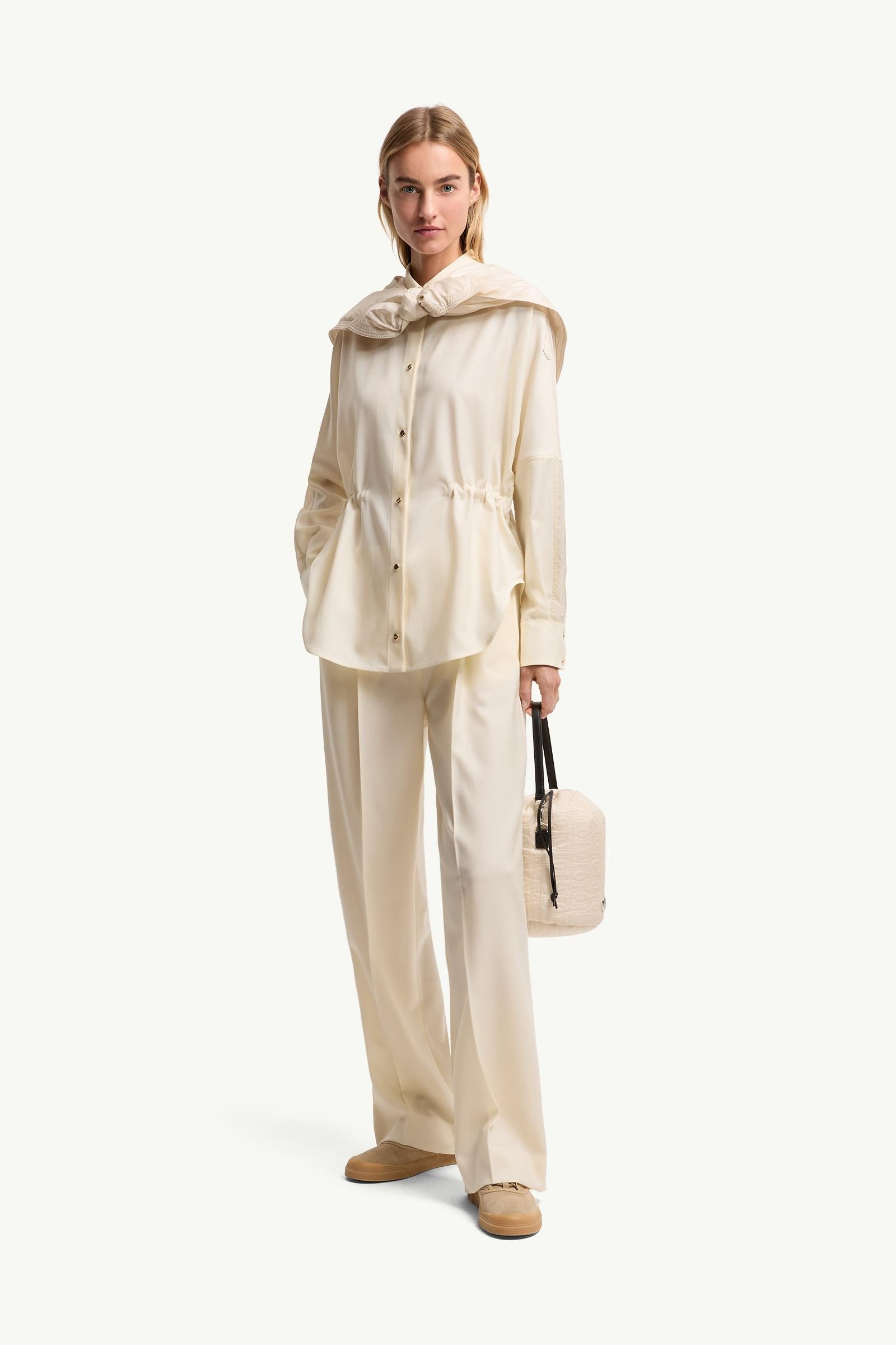 Moncler Wool Gabardine Tailored Pants White White