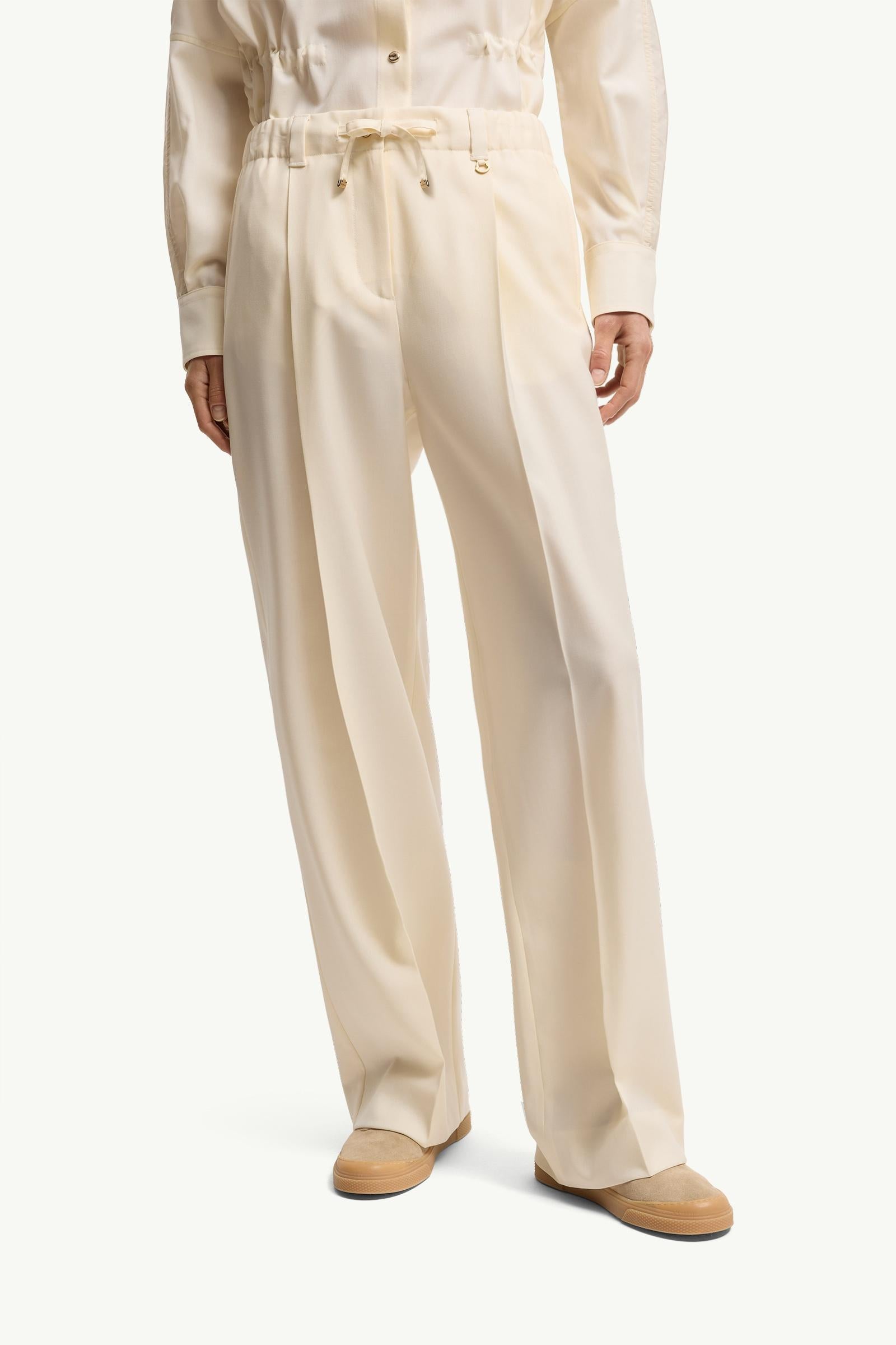Moncler Wool Gabardine Tailored Pants White White