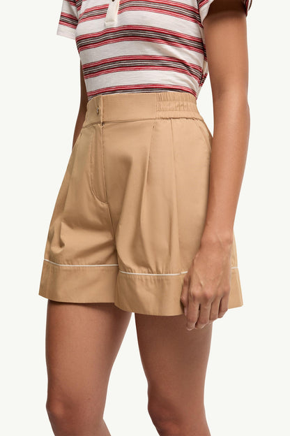 Moncler Tailored Cotton Blend Shorts Beige Beige