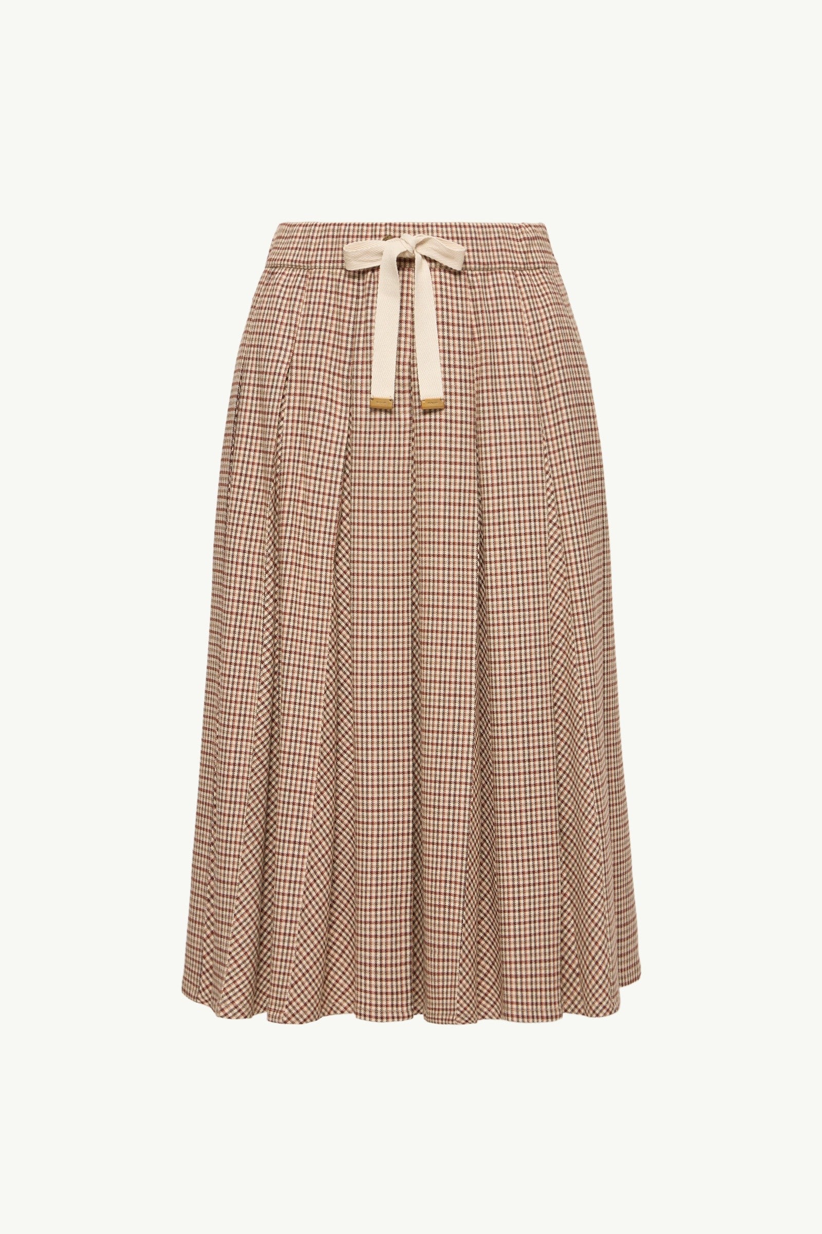 Moncler Microcheck Midi Wool Skirt Beige Beige