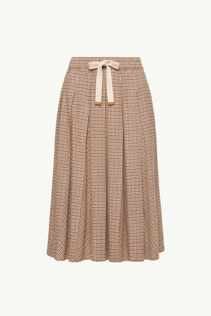 Moncler Microcheck Midi Wool Skirt Beige Beige