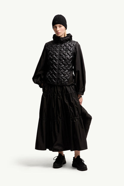Moncler Ruffle Mid-Length Skirt Black Black