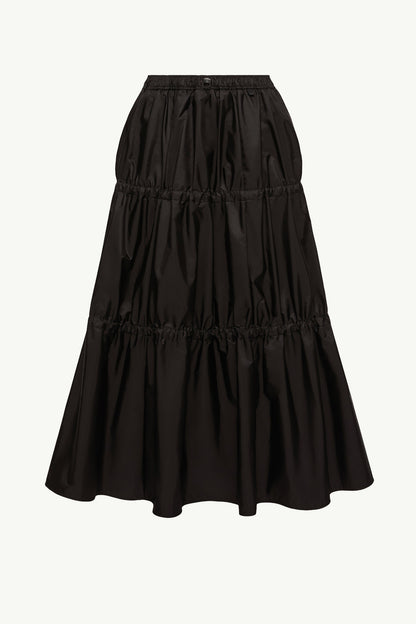 Moncler Ruffle Mid-Length Skirt Black Black