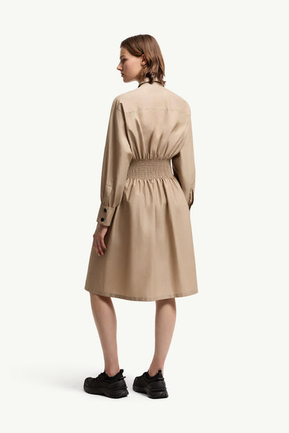 Moncler Cotton Nylon Shirt Dress Light Beige Light Beige