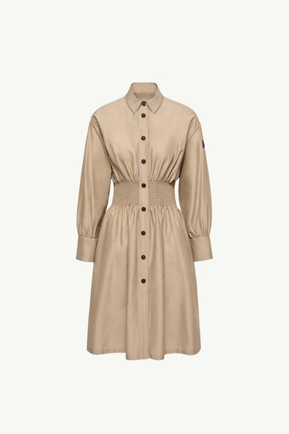 Moncler Cotton Nylon Shirt Dress Light Beige Light Beige