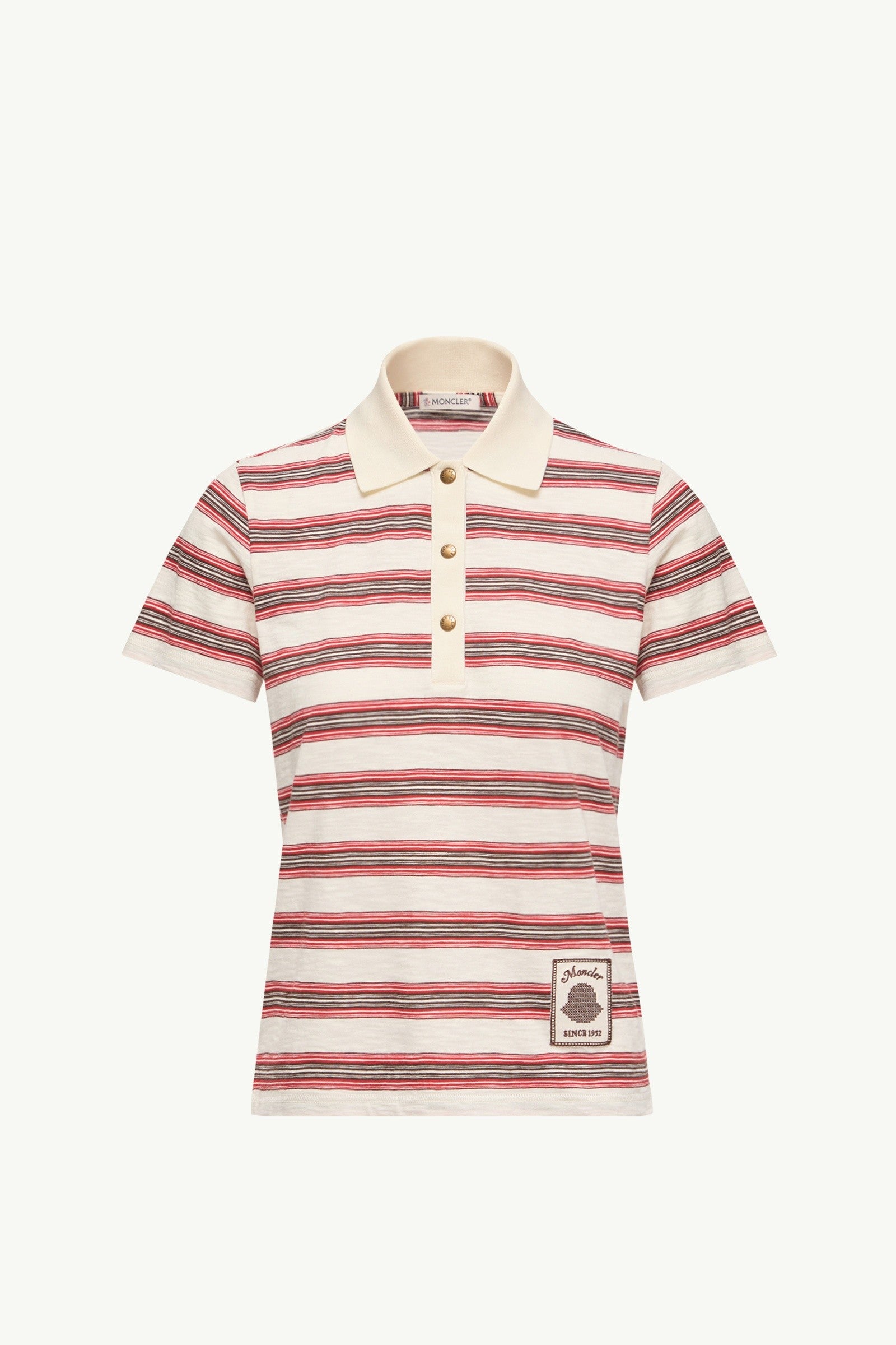Moncler Striped Cotton Polo Shirt White & Red White & Red