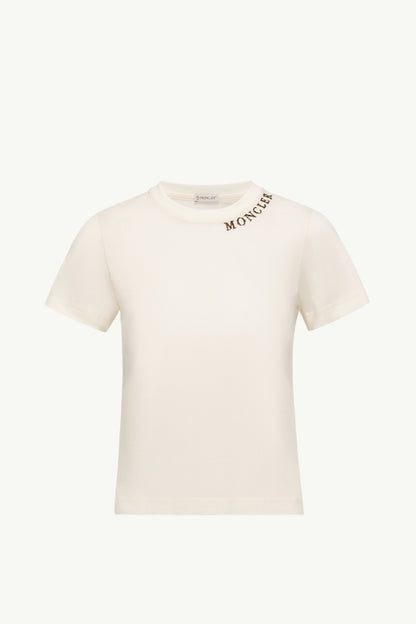Moncler Sketch Logo Cotton T-Shirt White White