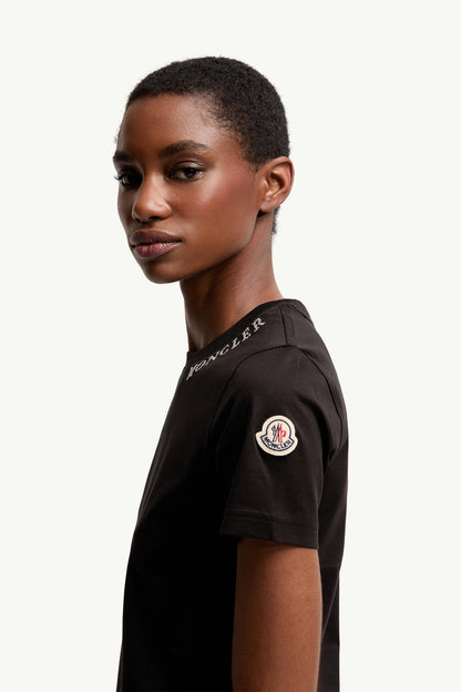 Moncler Sketch Logo Cotton T-Shirt Black Black