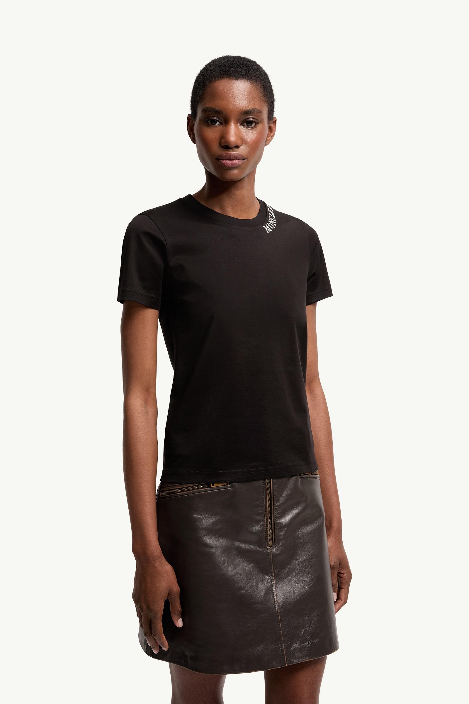 Moncler Sketch Logo Cotton T-Shirt Black Black