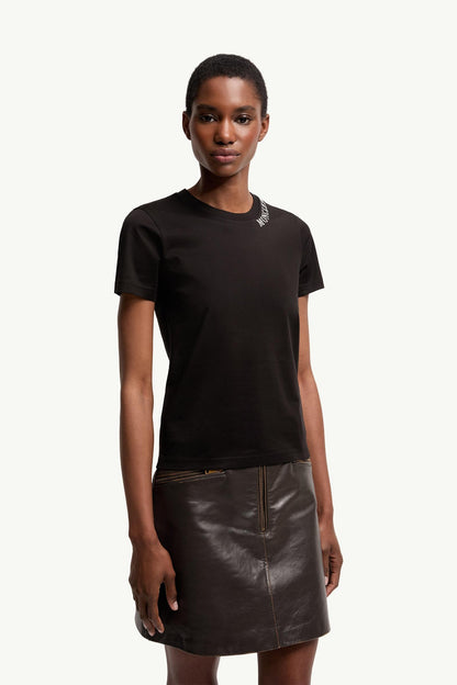 Moncler Sketch Logo Cotton T-Shirt Black Black