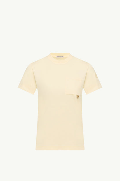 Moncler Metal Logo Cotton T-Shirt Light Yellow Light Yellow